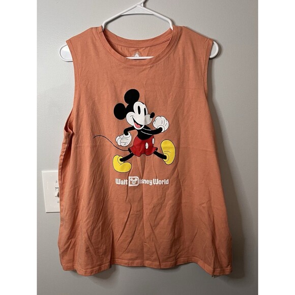 Mickey Mouse Walt Disney World Adult Peach Tank Top Size XL Excellent - Picture 1 of 3